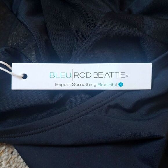 New With Tag Bleu Rod Beattie Size 4 Don't Mesh With Me One-piece Black Swimsuit - Picture 9 of 13